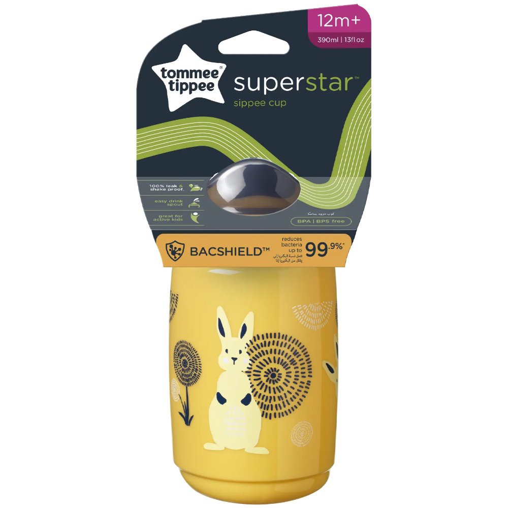 Tommee Tippee SuperStar Bacshield Sippee Cup 12m+ Εκπαιδευτικό Πλαστικό Κύπελλο με Στόμιο Σιλικόνης για Μικρά Παιδιά 390ml