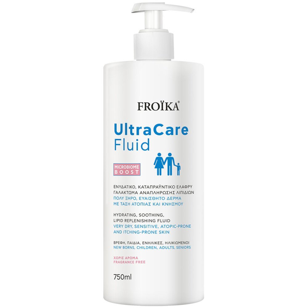 Froika Ultra Care Hydrating, Soothing & Lipid Replenishing Fluid Ενυδατικό & Καταπραυντικό Γαλάκτωμα Ιδανικό για Πολύ Ξηρό, Ευαίσθητο Δέρμα με Τάση Ατοπίας & Κνησμού για Βρέφη, Παιδιά, Ενήλικες & Ηλικιωμένοι 750ml