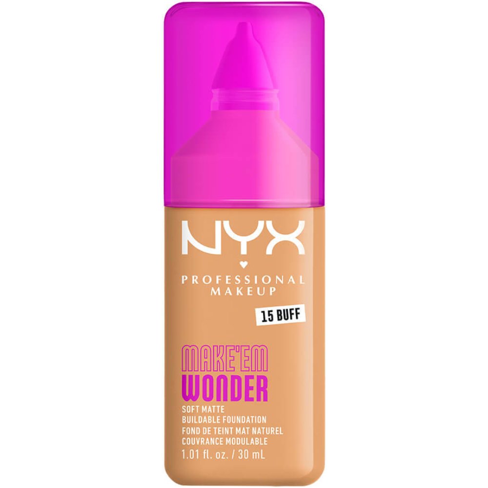 Nyx Professional Makeup Make'em Wonder Soft Matte Buildable Foundation Ενυδατικό & Απαλό Μάτ Μέικαπ για πιο Λεία, Ομοιόμορφη & Λαμπερή Επιδερμίδα 30ml - 15 Buff
