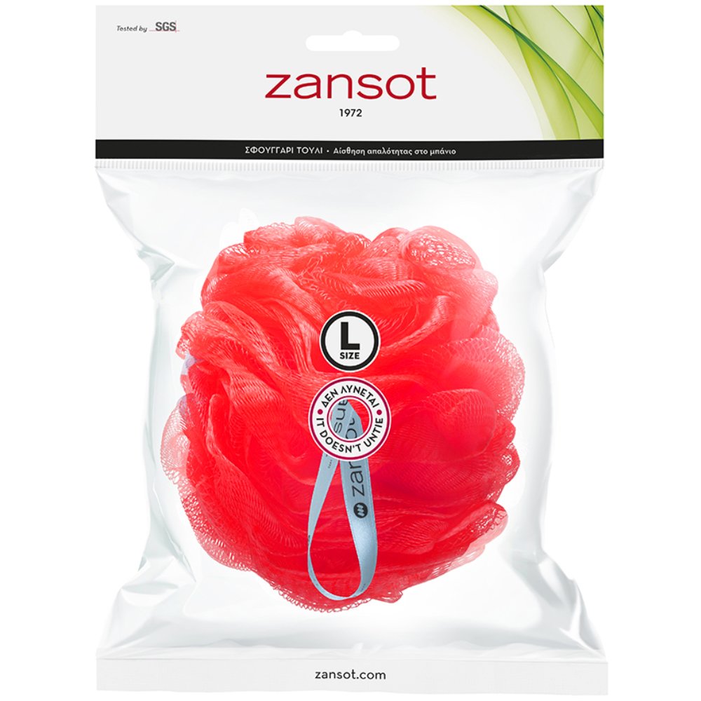 Zansot Mesh Sponge Large Σφουγγάρι Τούλι για Αίσθηση Απαλότητας & Αναζωογόνησης 1 Τεμάχιο - Κόκκινο