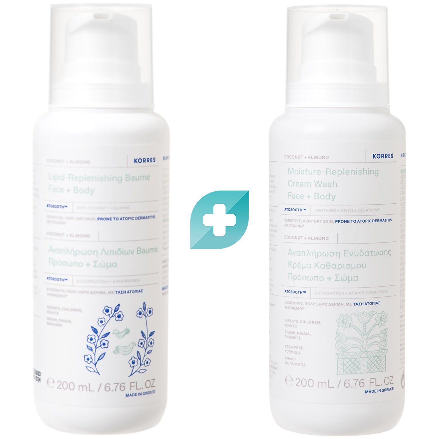 Korres Promo Coconut & Almond Lipid Replenishing Face – Body Baume 200ml & Δώρο Moisture Replenishing Face – Body Cream Wash 200ml