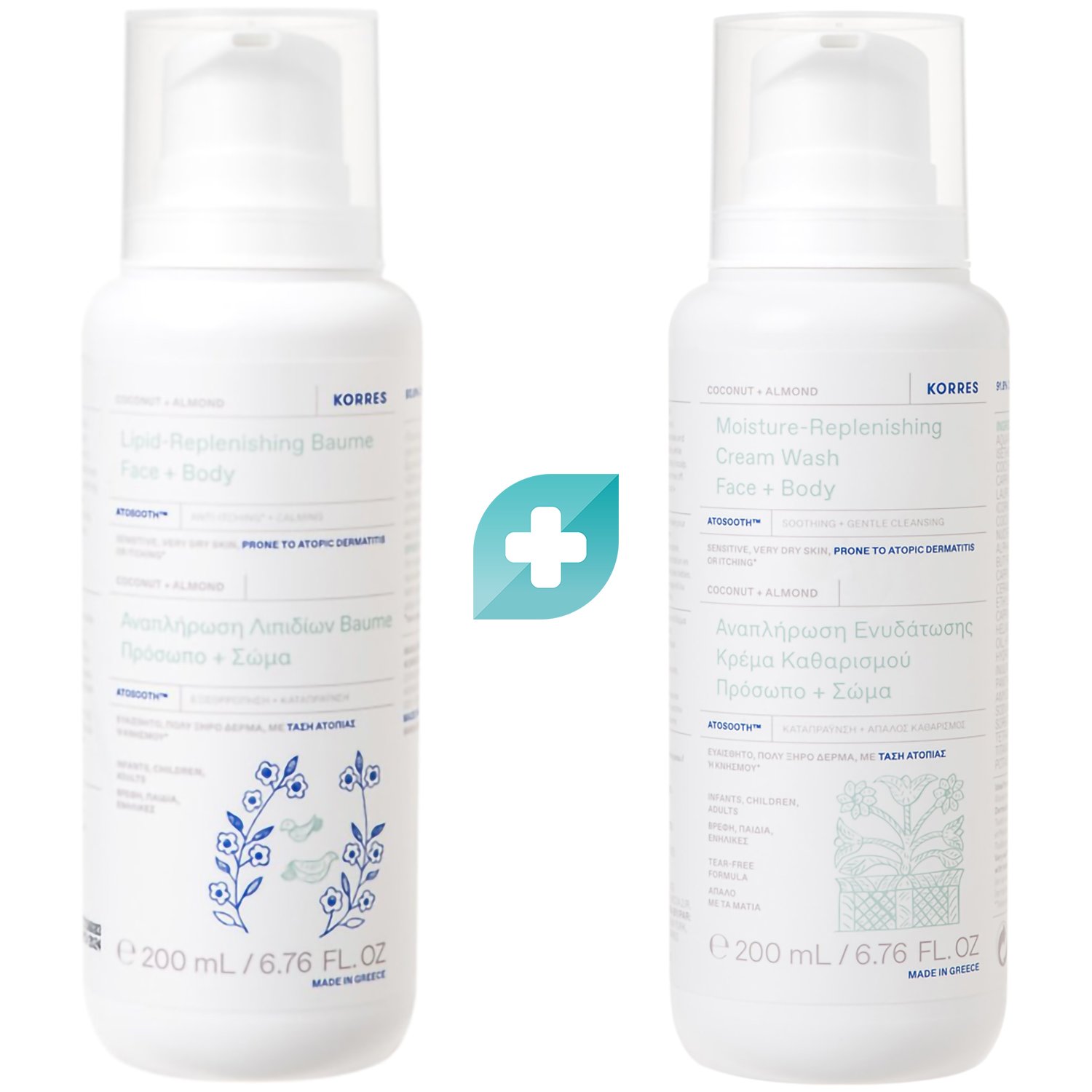 Korres Promo Coconut & Almond Lipid Replenishing Face – Body Baume 200ml & Δώρο Moisture Replenishing Face – Body Cream Wash 200ml