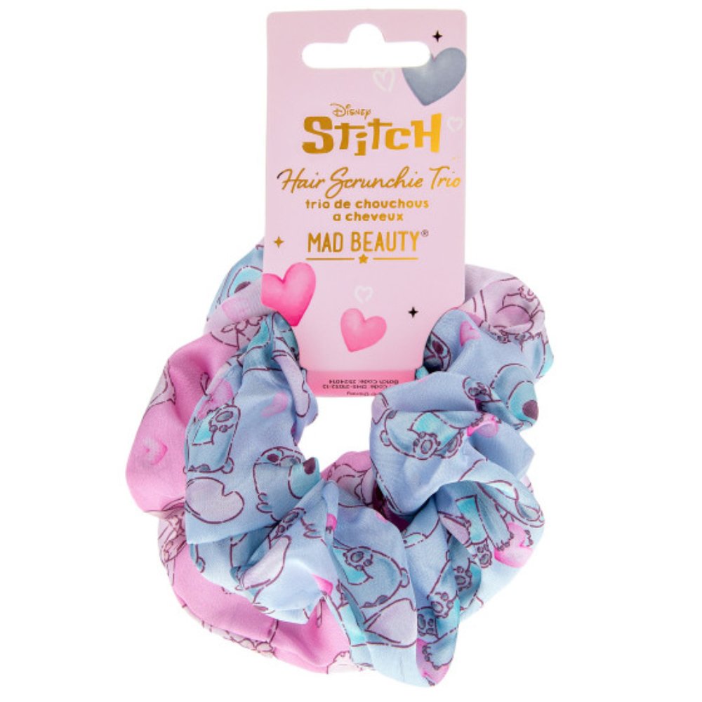 Mad Beauty Hair Scrunchie Λαστιχάκια Μαλλιών Εμπνευσμένα από τον Χαρακτήρα του Stitch 3 Τεμάχια