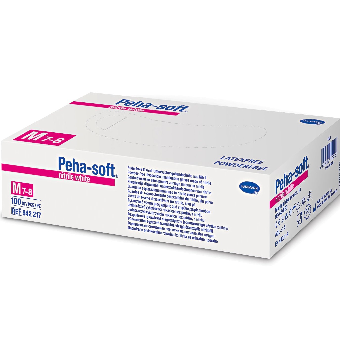 Hartmann Peha-Soft White Nitrile Εξεταστικά και Προστατευτικά Γάντια μιας Χρήσης Χωρίς Λάτεξ Νιτριλίου Λευκά 100τμχ – M