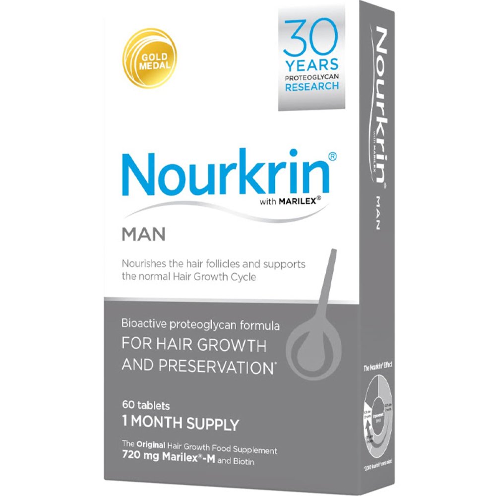 A.VOGEL Nourkrin Man for Hair Growth & Preservation Συμπλήρωμα Διατροφής Εκχυλίσματος Βοτάνων Μουρουνέλαιου & Βιοτίνης για την Πρόληψη & Καθυστέρηση της Τριχόπτωσης στους Άνδρες 60tabs