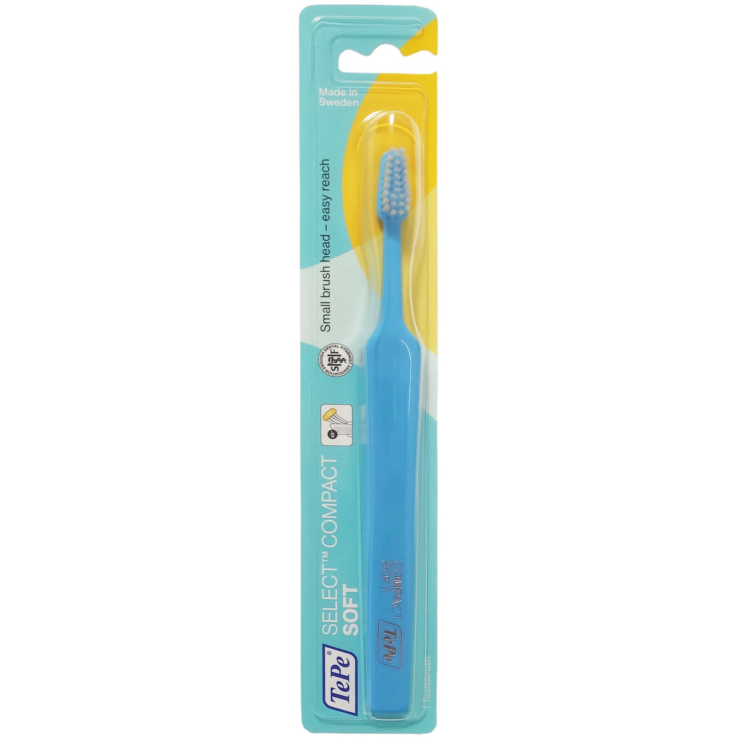 TePe Select Compact Soft Toothbrush Μαλακή Οδοντόβουρτσα με Μικρή Κεφαλή για Αποτελεσματικό Καθαρισμό 1 Τεμάχιο – Γαλάζιο
