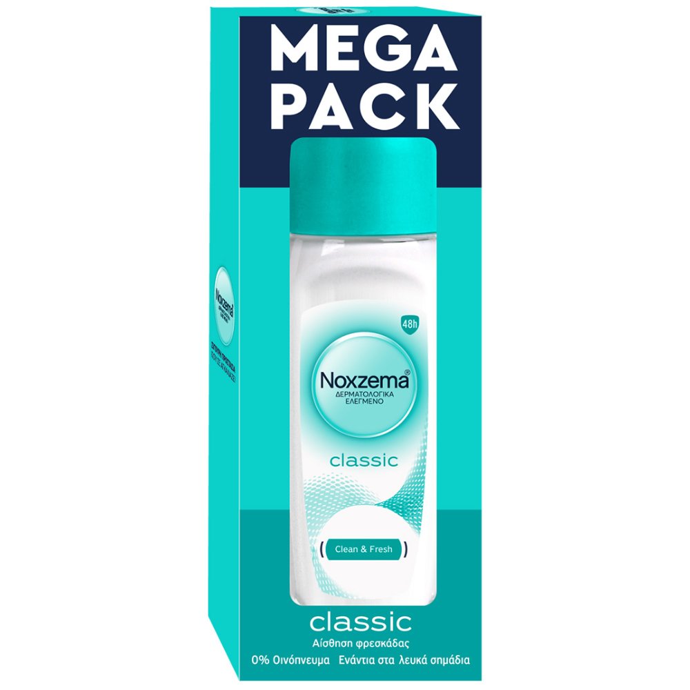 Noxzema Promo Classic Clean & Fresh Roll On Γυναικείο Αντιιδρωτικό Αποσμητικό με Κλασσικό Άρωμα για Αίσθηση Φρεσκάδας & 48ωρη Προστασία Από τον Ιδρώτα & την Κακοσμία 100ml (2x50ml)