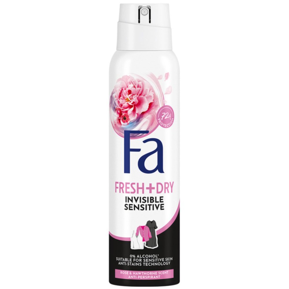 FA Fa Fresh & Dry Invisible Sensitive Rose & Hawthorne 72h Anti-Perspirant Spray Γυναικείο Αντιιδρωτικό Spray με 72ώρες Προστασίας, με Άρωμα Ροζ Τριαντάφυλλο 150ml