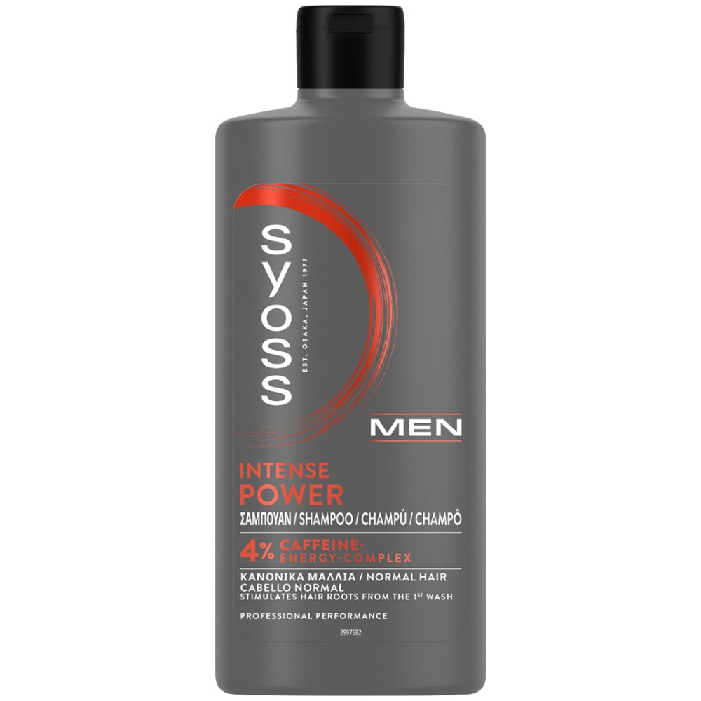 Syoss Men Intense Power 4% Caffeine Energy Complex Shampoo Hair Ανδρικό Σαμπουάν Εντατικής Περιποίησης για Κανονικά & Δυνατά Μαλλιά για Υγιή Όψη 440ml