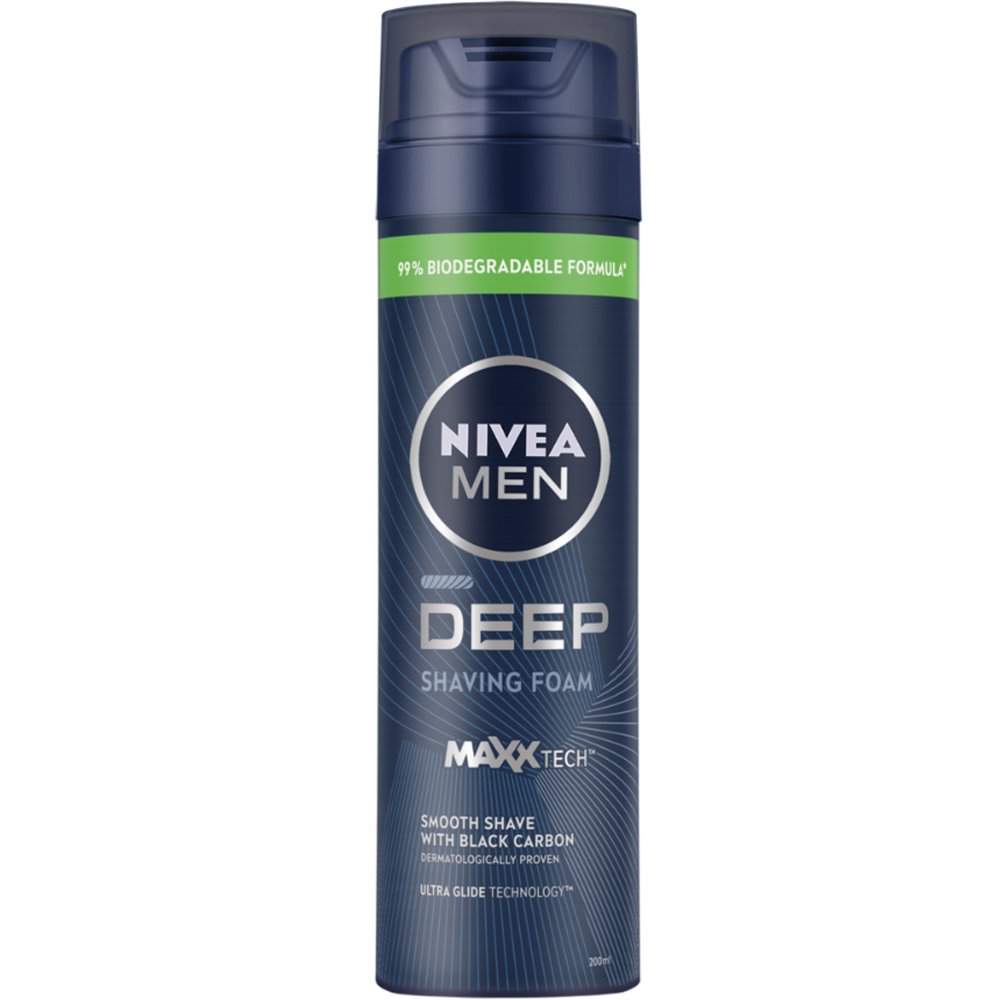 Nivea Men Deep Black Carbon Shaving Foam Αφρός Ξυρίσματος Κατά των Ερεθισμών με Μαύρο Άνθρακα 200ml