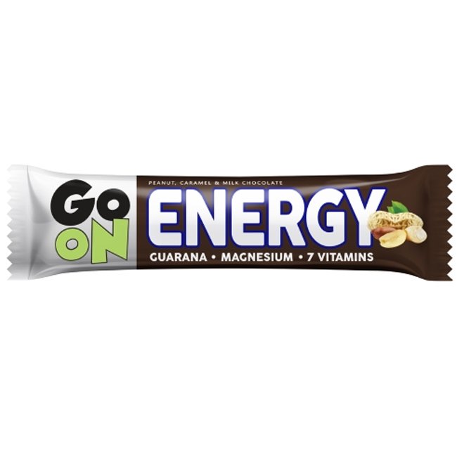 Go On Energy Bar Peanut, Caramel & Milk Chocolate Μπάρα με Φυστίκι, Καραμέλα, Γκουαρανά & Επικάλυψη Σοκολάτας Γάλακτος 50g
