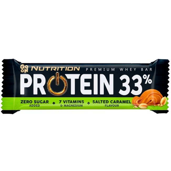 Go On Nutrition Premium Whey Protein 33% Bar with Salted Caramel & Peanut Butter Flavour Μπάρα Πρωτεΐνης με Γεύση Αλατισμένης Καραμέλας & Φυστικοβούτυρου 50g