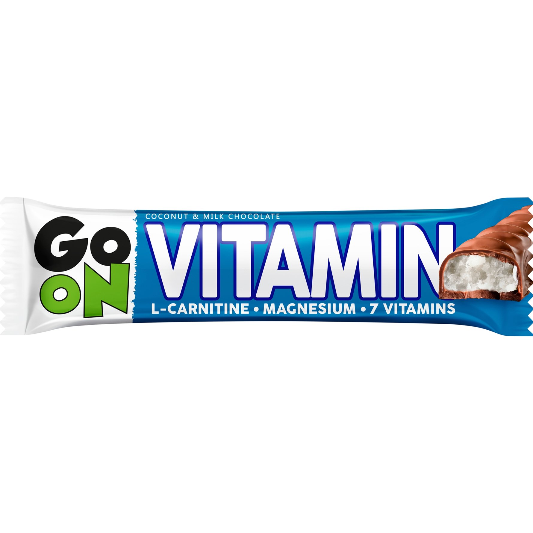 Go On Nutrition Go On Nutrition 7 Vitamins Coconut & Milk Chocolate Bar Μπάρα Δημητριακών με L-Καρνιτίνη, Μαγνήσιο & 7 Βιταμίνες για Ενέργεια με Γεύση Καρύδα & Επικάλυψη Σοκολάτας Γάλακτος 45g