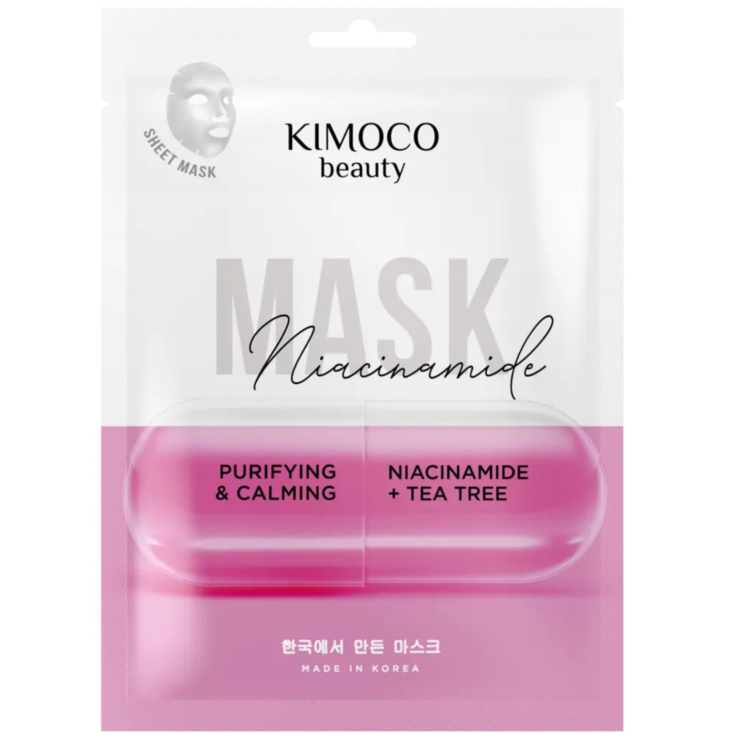 Kimoco Kimoco Purifying & Calming Face Sheet Mask with Niacinamide & Tea Tree Extract Καταπραϋντική Μάσκα Προσώπου με Νιασιναμίδη & Εκχύλισμα Τεϊόδεντρου 23ml