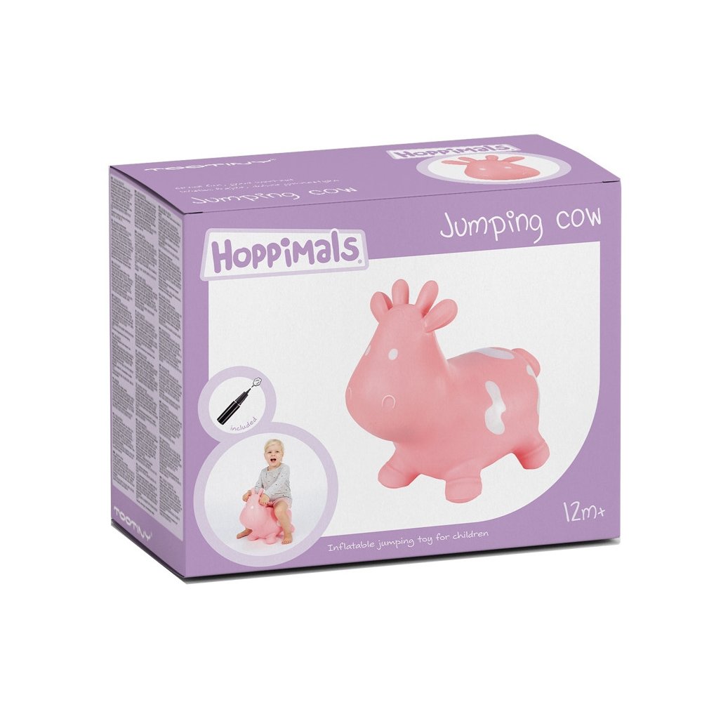 Hoppimals Jumping Cow Φουσκωτό Αγελαδίτσα Χοπ Χοπ, Ζωγραφισμένο στο Χέρι σε Ροζ Χρώμα, από 12 Μηνών