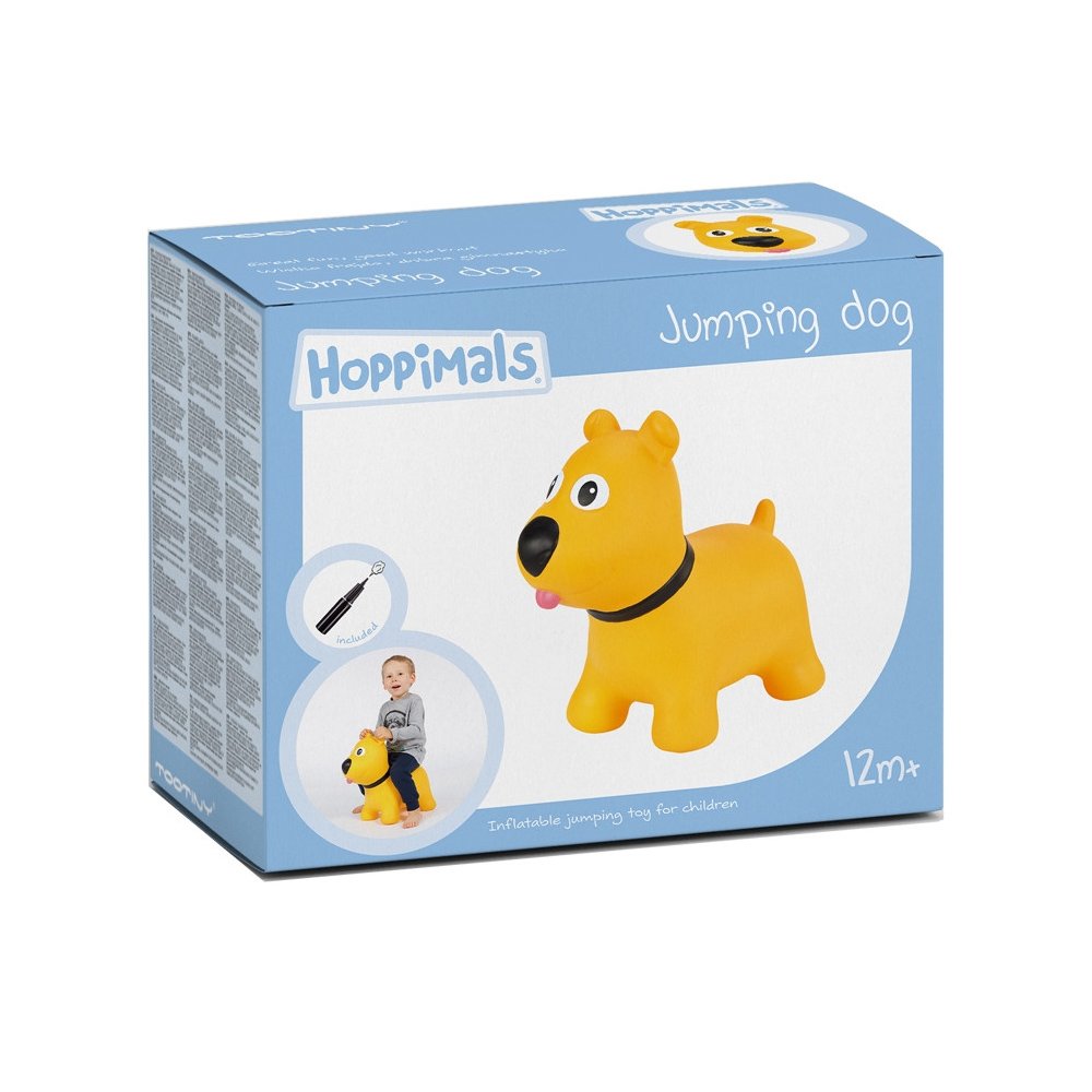 Hoppimals Jumping Dog Φουσκωτό Σκυλάκι Χοπ Χοπ, Ζωγραφισμένο στο Χέρι σε Κίτρινο Χρώμα, από 12 Μηνών