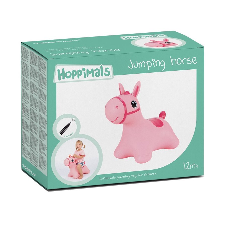 Hoppimals Jumping Horse Φουσκωτό Αλογάκι Χοπ Χοπ, Ζωγραφισμένο στο Χέρι σε Ροζ Χρώμα, από 12 Μηνών