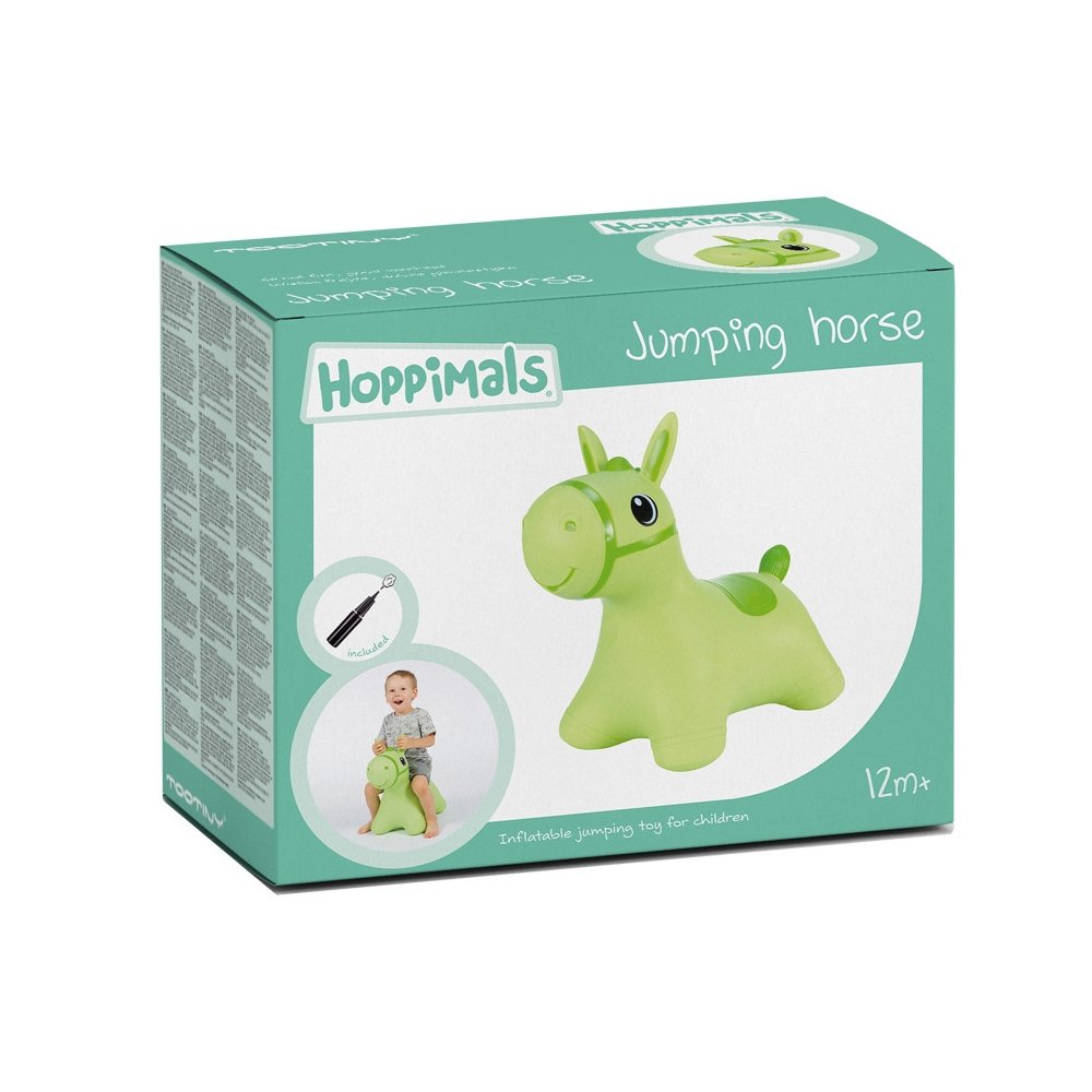 Hoppimals Jumping Horse Φουσκωτό Αλογάκι Χοπ Χοπ, Ζωγραφισμένο στο Χέρι σε Πράσινο Χρώμα, από 12 Μηνών