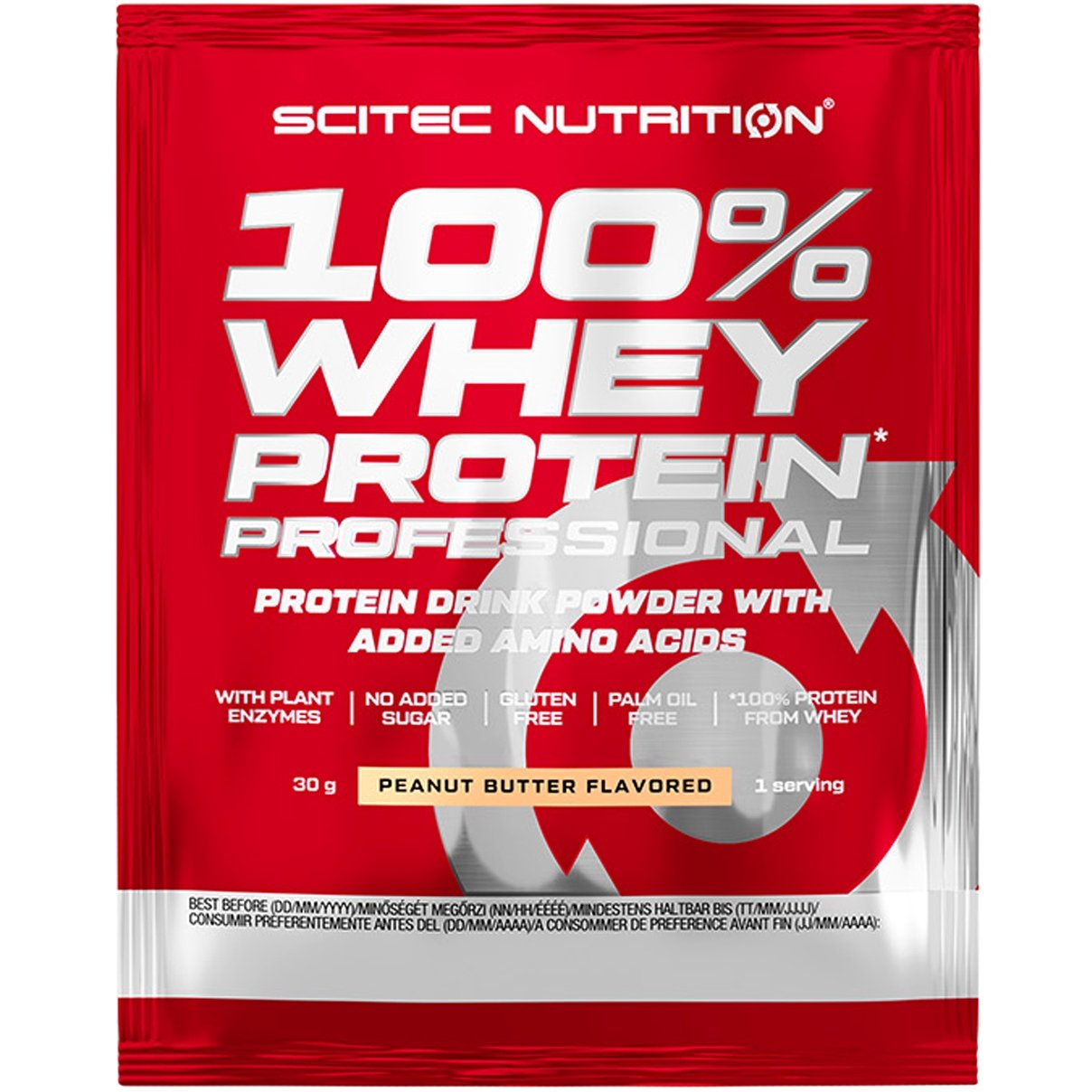 Scitec Nutrition 100% Whey Protein Professional Συμπλήρωμα Διατροφής με Καθαρή Πρωτεΐνη Ορού Γάλακτος Εμπλουτισμένη με Αμινοξέα 30g – Peanut Butter