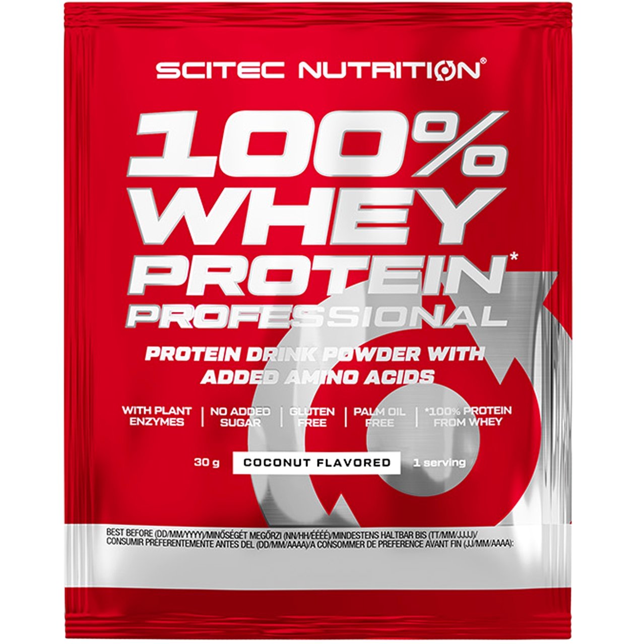 Scitec Nutrition 100% Whey Protein Professional Συμπλήρωμα Διατροφής με Καθαρή Πρωτεΐνη Ορού Γάλακτος Εμπλουτισμένη με Αμινοξέα 30g – Coconut