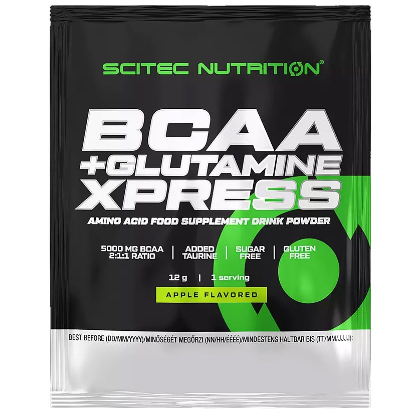 Scitec Nutrition Scitec Nutrition BCAA + Glutamine Xpress Amino Acid Drink Powder Συμπλήρωμα Διατροφής σε Σκόνη με Αμινοξέα Διακλαδισμένης Αλυσίδας & Γλουταμίνη 12g - Apple