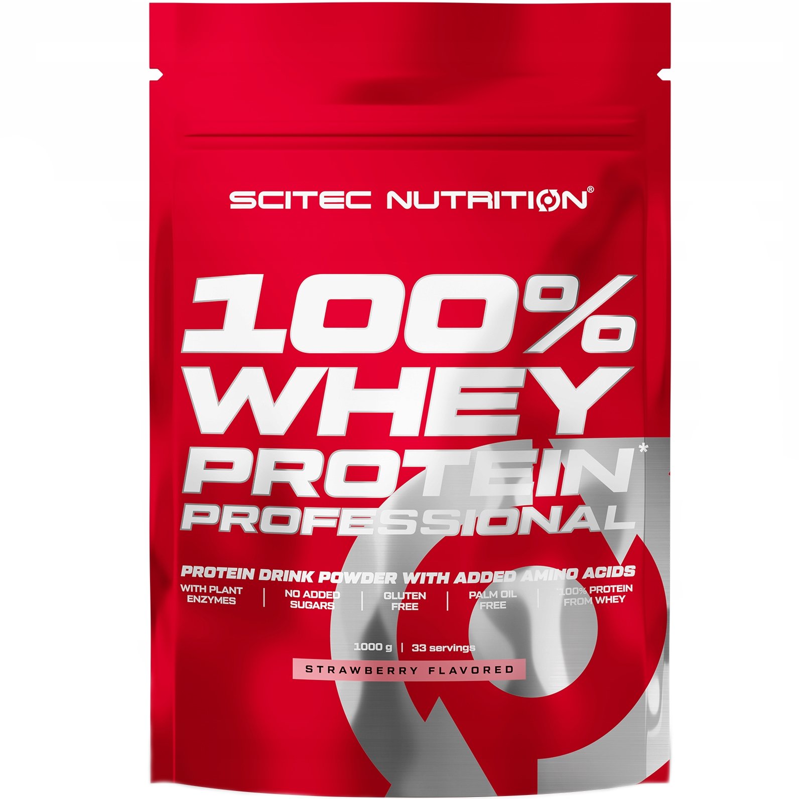 Scitec Nutrition 100% Whey Protein Professional Συμπλήρωμα Διατροφής με Καθαρή Πρωτεΐνη Ορού Γάλακτος Εμπλουτισμένη με Αμινοξέα 1000g - Strawberry