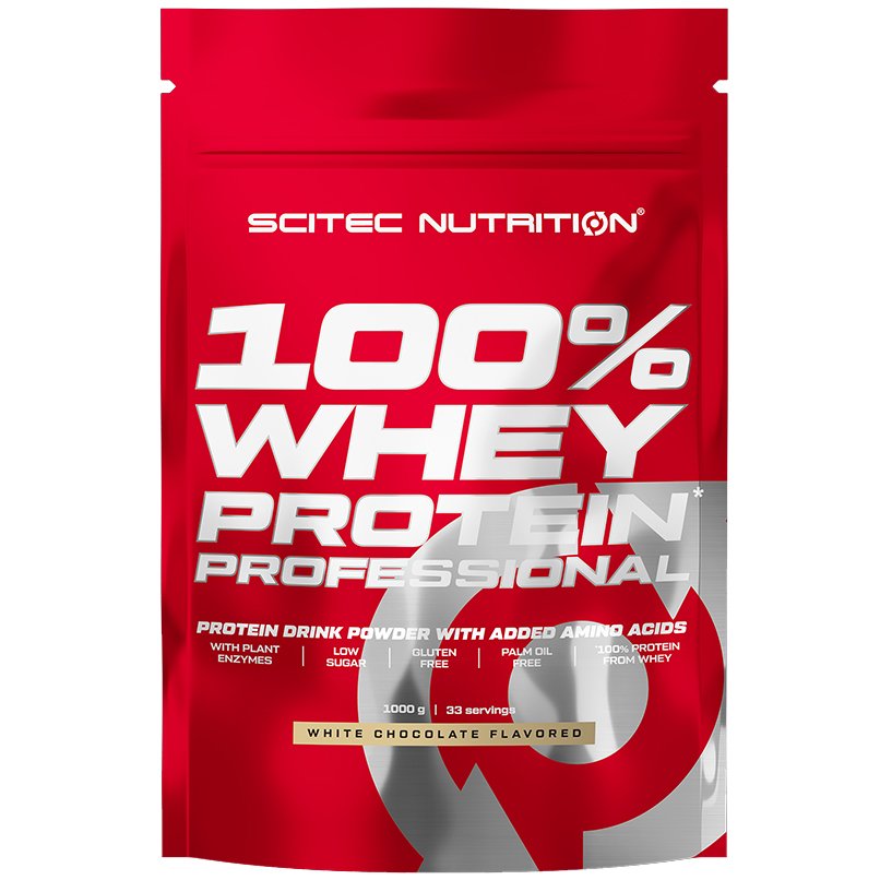 Scitec Nutrition 100% Whey Protein Professional Συμπλήρωμα Διατροφής με Καθαρή Πρωτεΐνη Ορού Γάλακτος Εμπλουτισμένη με Αμινοξέα 1000g - White Chocolate