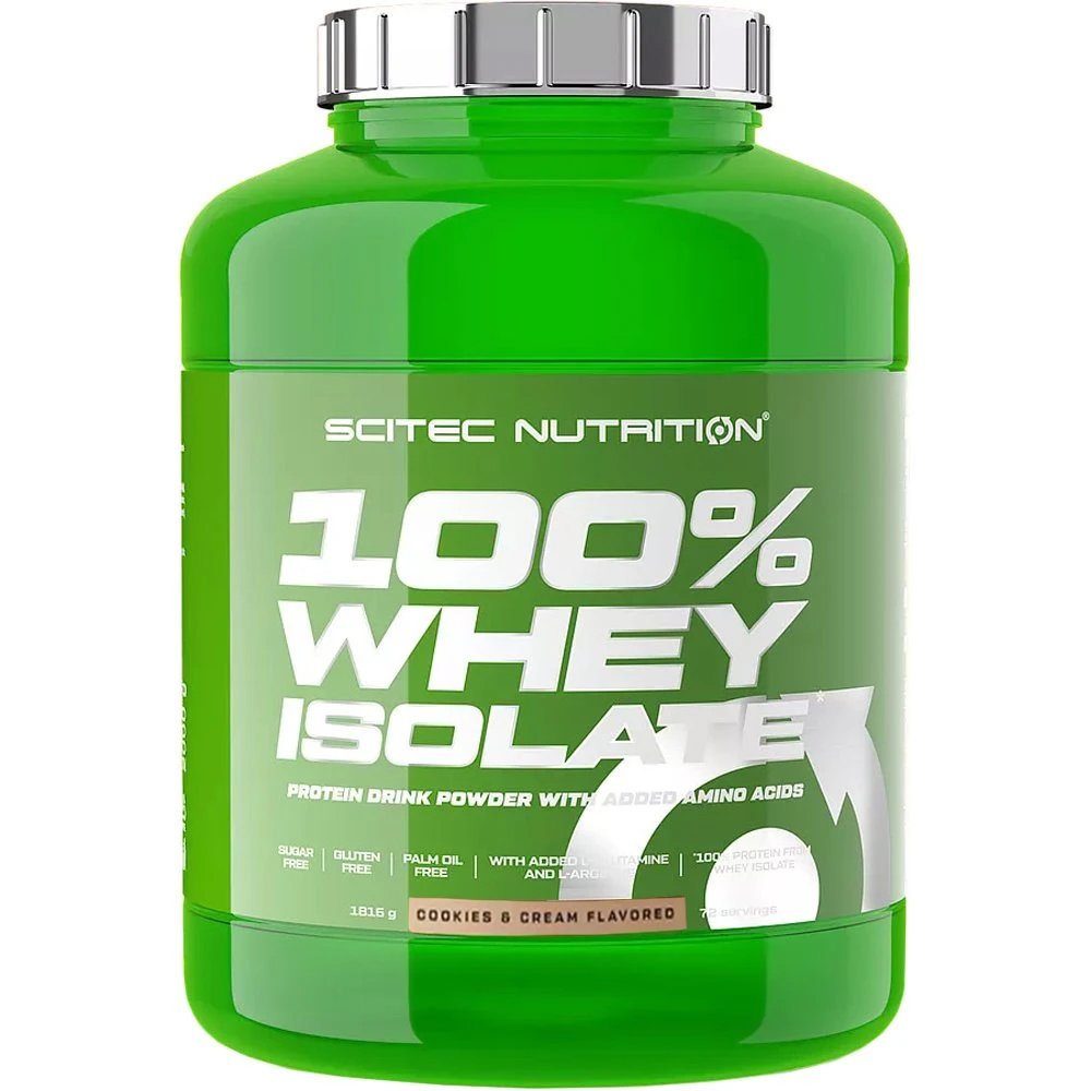 Scitec Nutrition 100% Whey Isolate Συμπλήρωμα Διατροφής 100% Απομονωμένης Πρωτεΐνης Ορού Γάλακτος με Προσθήκη Αμινοξέων με Γεύση Μπισκότο & Κρέμα 1816g - Cookies & Cream