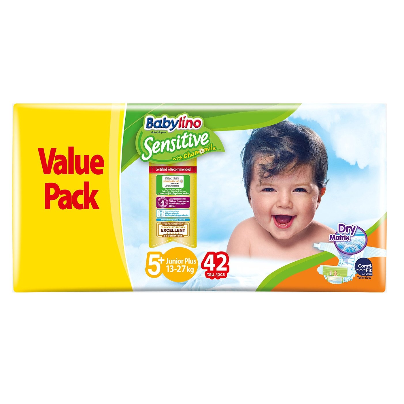 Babylino Sensitive Value Pack Junior Plus Νο5+ (13-27kg) Παιδικές Πάνες 42 τεμάχια