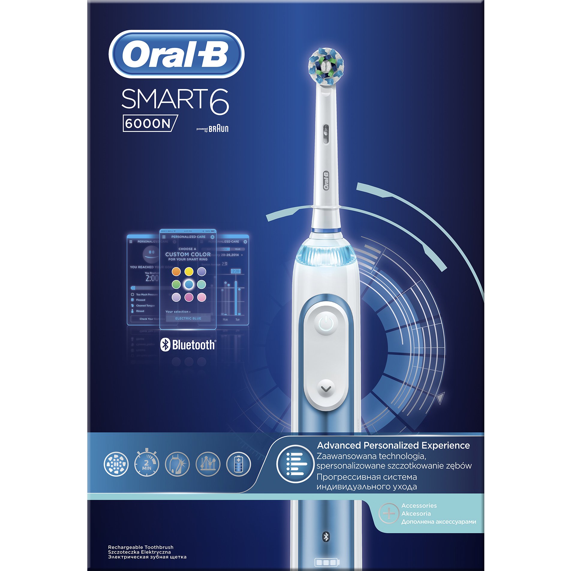 Smart 6 6000 N Ηλεκτρική Οδοντόβουρτσα – Oral-B,Προηγμένες Λειτουργίες & Λειτουργία Bluetooth για Σύνδεση με το Smartphone
