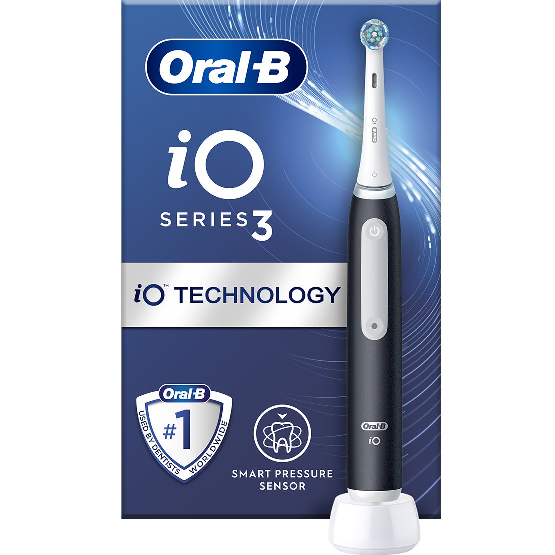 Oral-B Oral-B iO 3 Black Electric Toothbrush Ηλεκτρική Οδοντόβουρτσα με Αισθητήρα Πίεσης για Προστασία των Ούλων 1 Τεμάχιο