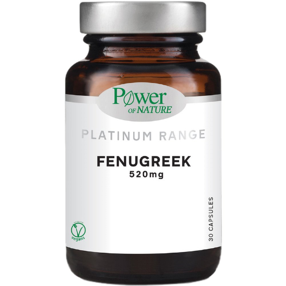 Power of Nature Platinum Range Fenugreek 520mg Συμπλήρωμα Διατροφής με Τριγωνέλλα, Πλούσια σε Αντιοξειδωτικά που Συμβάλλουν στην Προστασία από τις Ελεύθερες Ρίζες 30caps