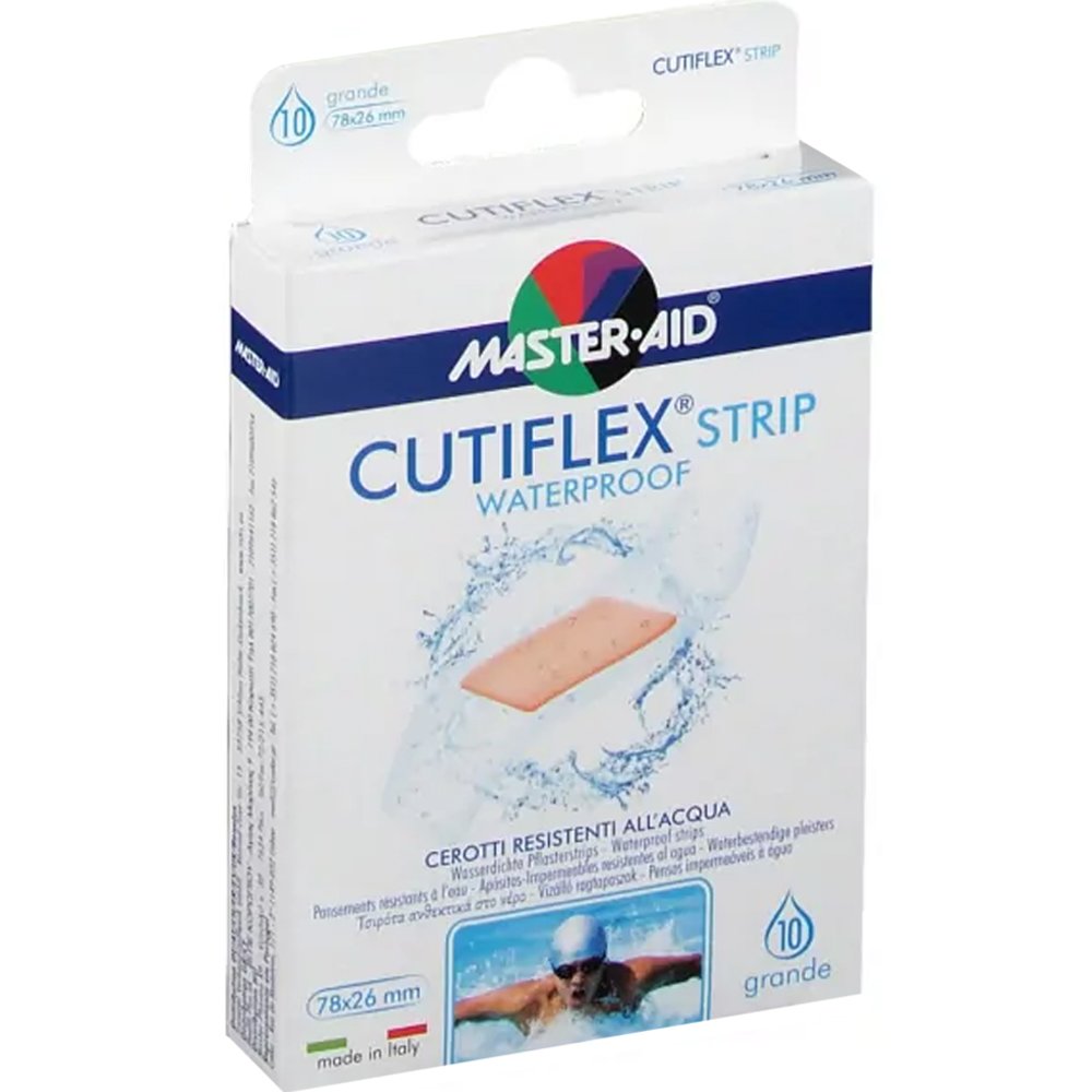 Master Aid Master Aid Cutiflex Med Waterproof Strips 78x26mm Large Αυτοκόλλητα Επιθέματα Αδιάβροχα 10 Τεμάχια