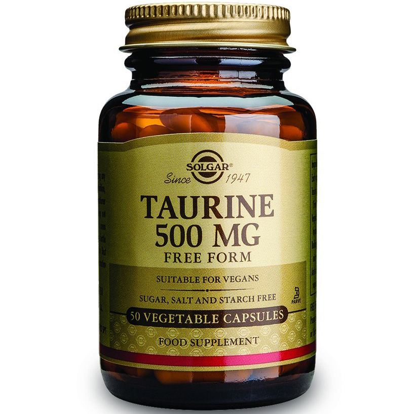 Solgar Taurine 500mg Συμπλήρωμα Διατροφής για τη Φυσιολογική Λειτουργία του Εγκεφάλου,της Καρδιάς,των Οφθαλμών & του Αγγειακού Συστήματος 50veg.caps