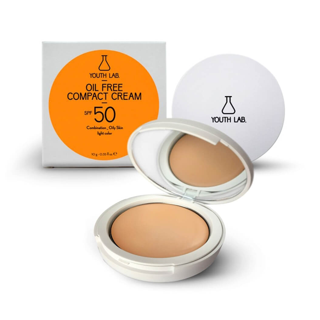 Youth Lab. Oil Free Compact Cream Spf50 Light Color Αντηλιακή Κρέμα σε Μορφή Compact Makeup για Μικτή – Λιπαρή Επιδερμίδα 10g