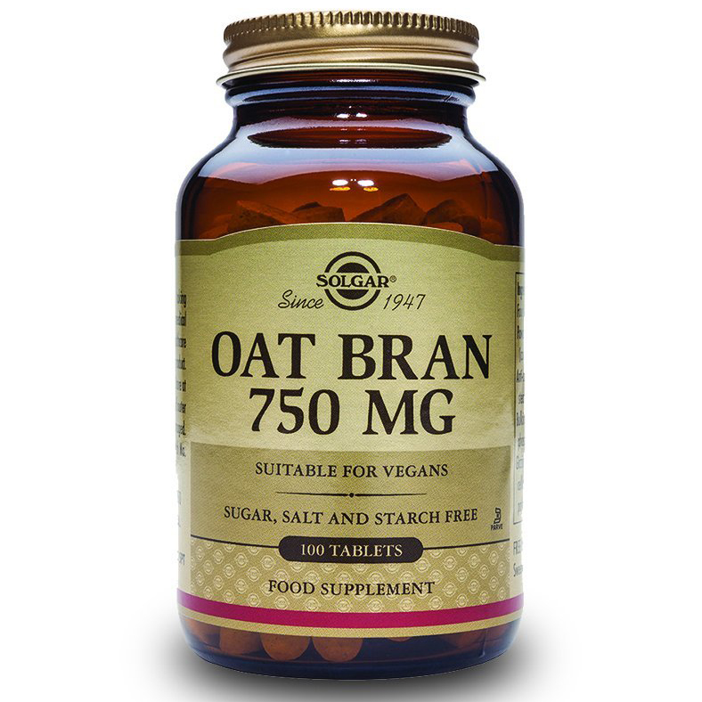 Solgar Oat Bran 750mg Συμλήρωμα Διατροφής για τον Έλεγχο της Χοληστερόλης & του Βάρους 100tabs
