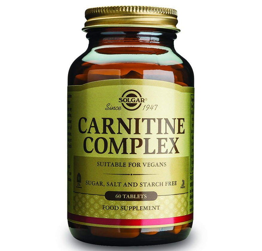 Solgar Carnitine Complex Συμπλήρωμα Διατροφής που Μεταφέρει τα Λιπαρά Οξέα για τη Παραγωγή Ενέργειας 60tablets