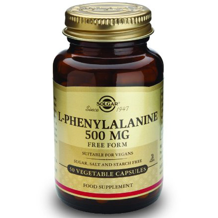 Solgar L-Phenylalanine 500mg Συμπλήρωμα Διατροφής που Βοηθά σε Περιπτώσεις Κατάθλιψης & Απαλύνει το Πόνο 50veg.caps