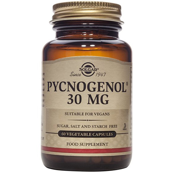 Solgar Pycnogenol Συμπλήρωμα Διατροφής για τη Καλή Λειτουργία του Κυκλοφοριακού veg.caps – 30mg 30veg.caps