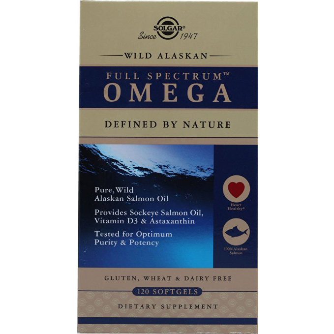 Solgar Wild Alaskan Full Spectrum Omega Συμπλήρωμα Διατροφής, Παρέχει Αντιφλεγμονώδη Δράση 120s.gels