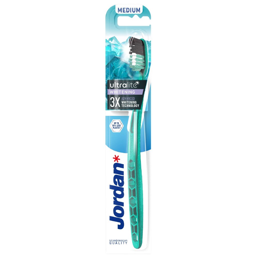 Jordan Ultralite 3x Advanced Whitening Medium Toothbrush Μαλακή Οδοντόβουρτσα για Λεύκανση με Ίνες 1 Τεμάχιο - Πράσινο