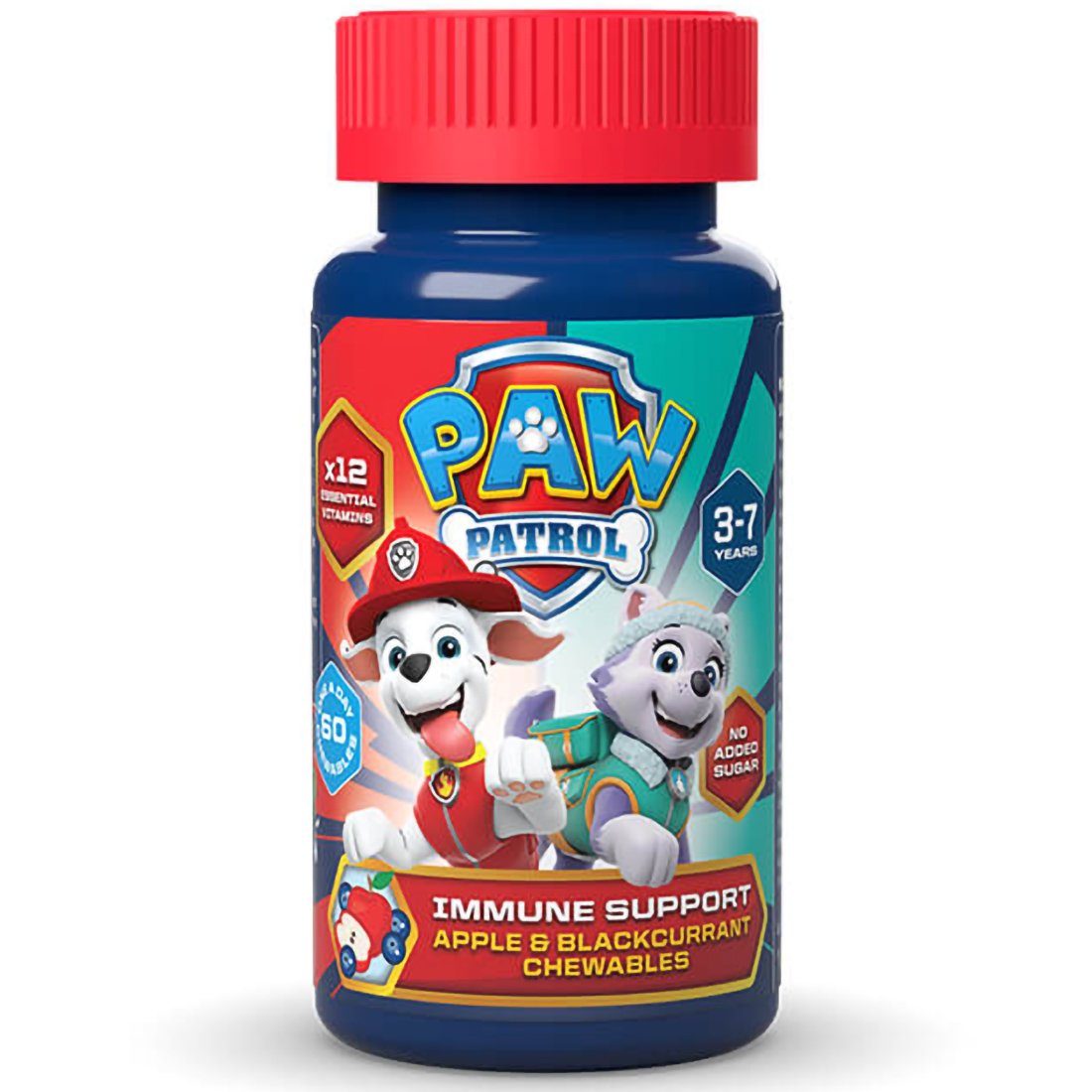 Nickelodeon Paw Patrol Immune Support Chewables Συμπλήρωμα Διατροφής με Βιταμίνες για το Ανοσοποιητικό για Παιδιά 3-7 Ετών με Γεύση Μήλο & Φραγκοστάφυλλο 60 Chew.tabs