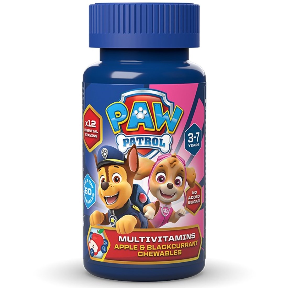 Nickelodeon Paw Patrol Multivitamins Chewables Συμπλήρωμα Διατροφής Πολυβιταμινών για Παιδιά 3-7 Ετών με Γεύση Μήλο & Φραγκοστάφυλλο 60 Chew.tabs