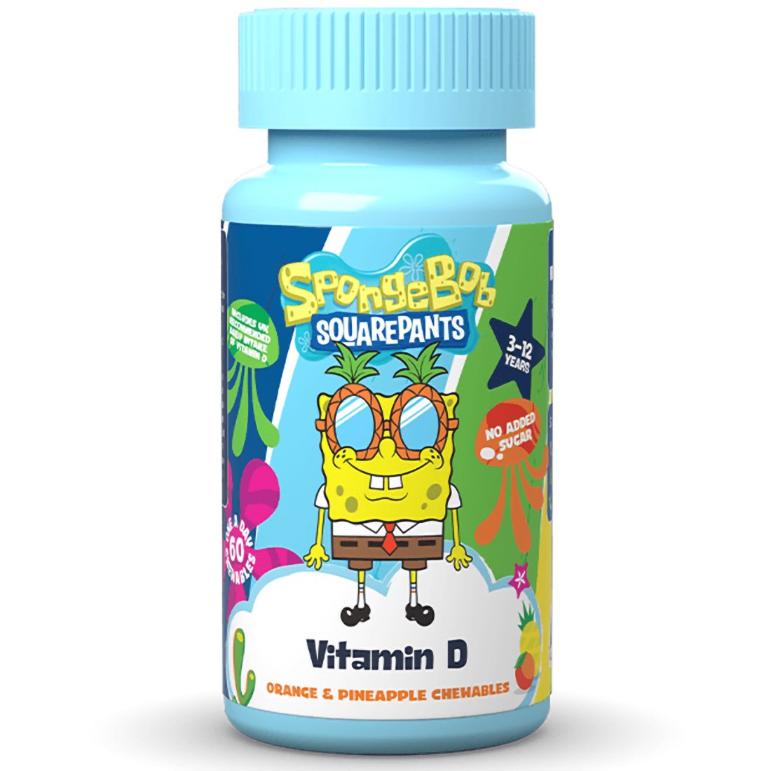 Nickelodeon Spongebob Vitamin D Chewables Συμπλήρωμα Διατροφής Βιταμίνης D για Παιδιά 3-12 Ετών με Γεύση Πορτοκάλι & Ανανά 60 Chew.tabs