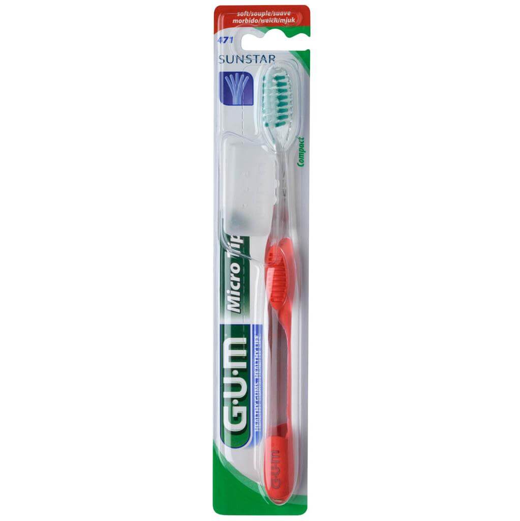 Gum MicroTip Compact Soft Οδοντόβουρτσα με Θήκη Προστασίας (471) – μπλέ
