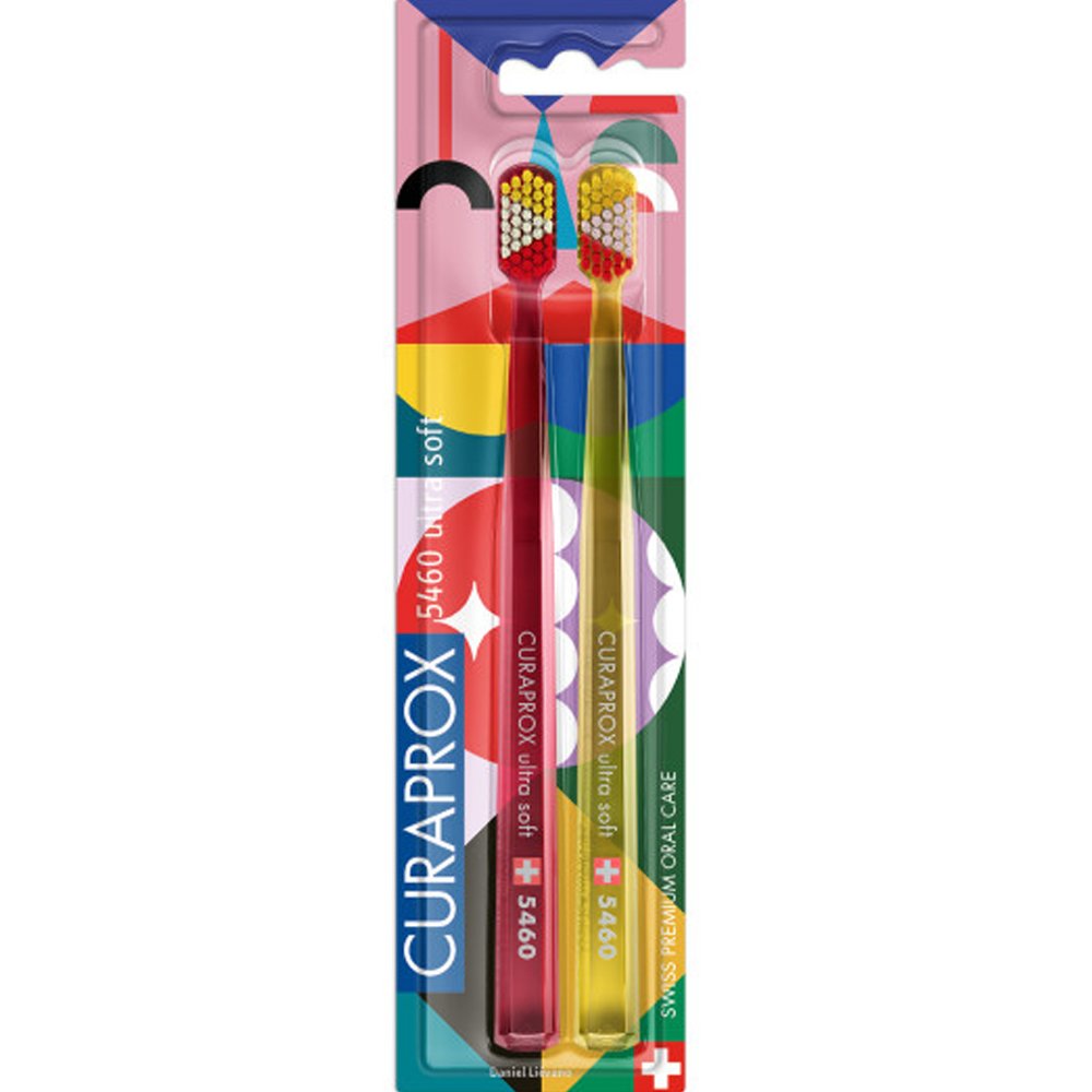 Curaprox 5460 Ultra Soft Toothbrush Special Edition Κόκκινο – Πορτοκαλί Οδοντόβουρτσα με Πολύ Μαλακές Ίνες 2 Τεμάχια