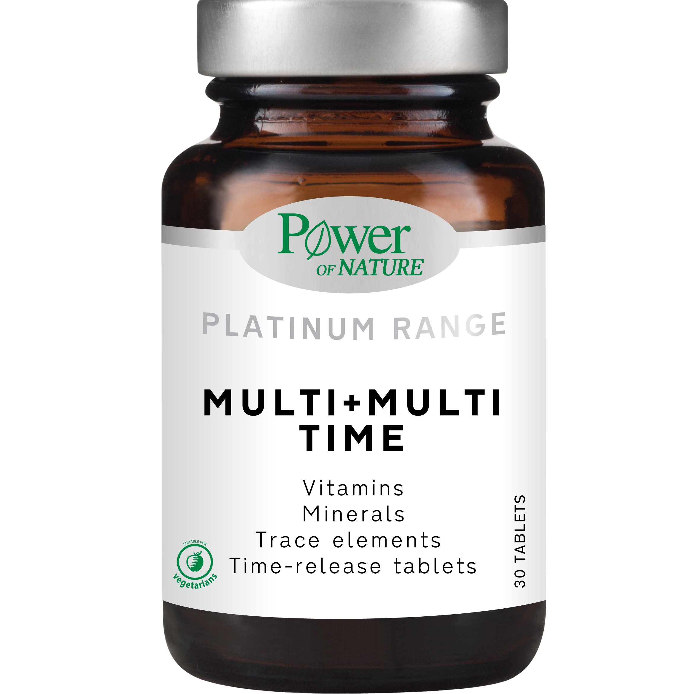 Power Health Platinum Range Multi + Multi time Πολυβιταμίνη Βραδείας Αποδέσμευσης για Τόνωση του Οργανισμού που Διαρκεί 30tabs