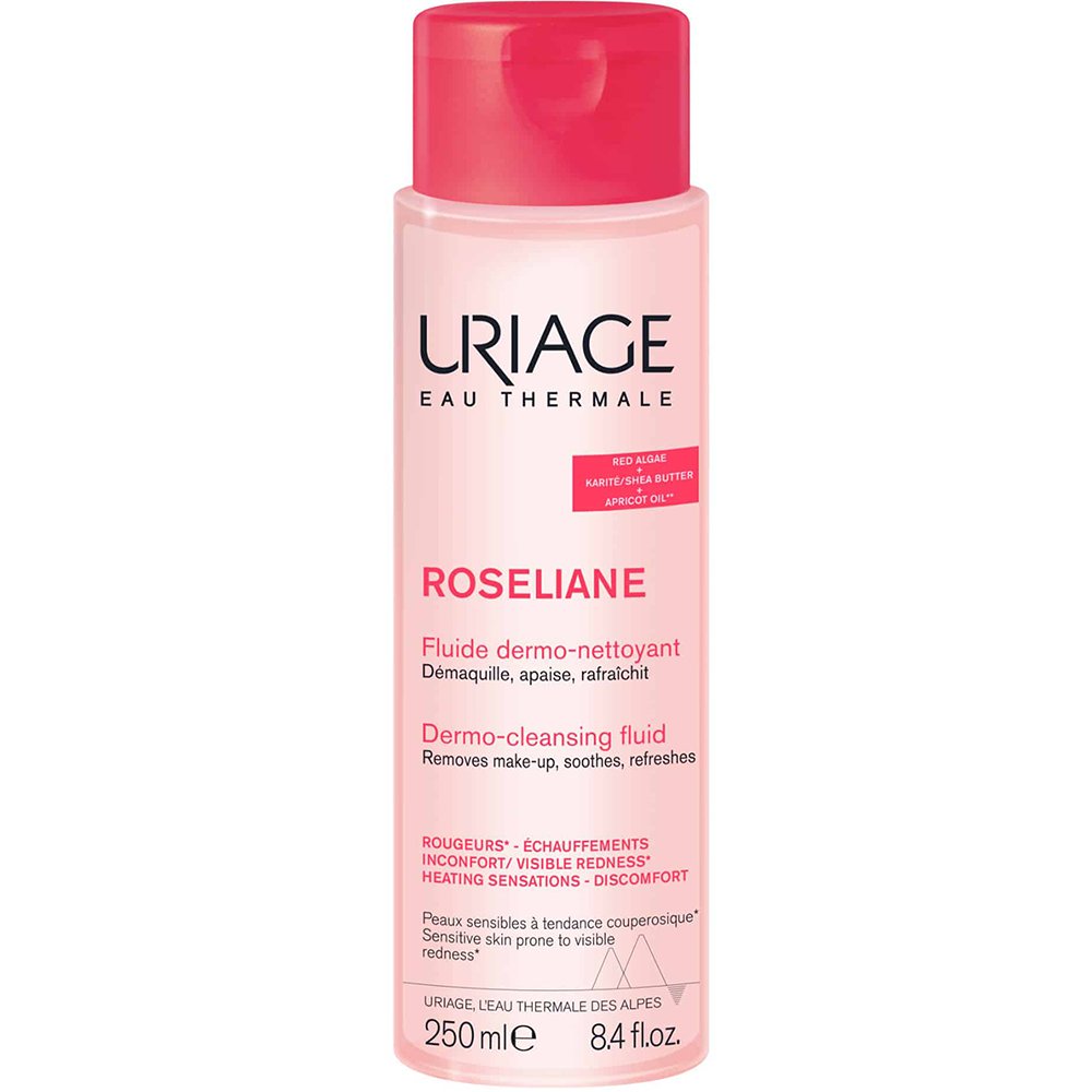 Uriage Eau Thermale Roseliane Fluid Dermo Cleansing Λοσιόν Καθαρισμού Προσώπου Κατάλληλη για Ευαίσθητες Επιδερμίδες με Τάση για Κοκκινίλες 250ml