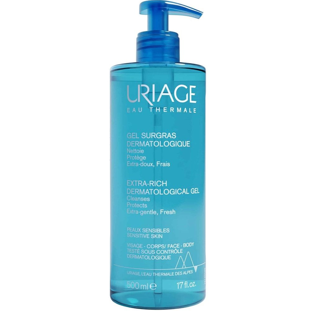 Uriage Uriage Extra Rich Dermatological Gel Εξαιρετικά Πλούσιο Δερματολογικό Gel Καθαρισμού για Πρόσωπο & Σώμα για Όλη την Οικογένεια με Αντλία 500ml