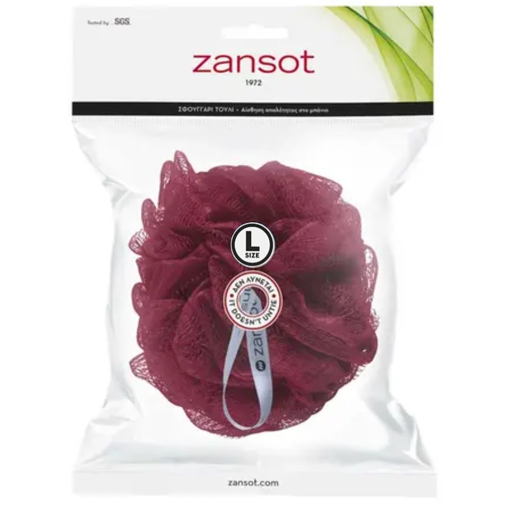 Zansot Mesh Sponge Large Σφουγγάρι Τούλι για Αίσθηση Απαλότητας & Αναζωογόνησης 1 Τεμάχιο - Μπορντό